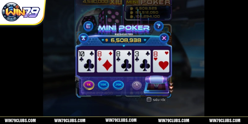 Mini Poker là một trong những tựa mini game hàng đầu tại Win79