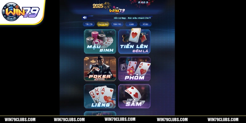 Hệ thống game bài đổi thưởng đẳng cấp tại nhà cái WIN79