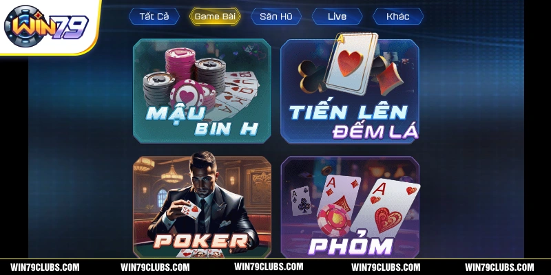 Poker là một trong những trò chơi được yêu thích nhất tại Game Bài WIN79